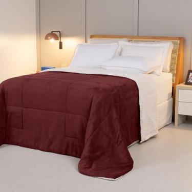 Imagem de Cobertor KING dupla face sherpa manta fleece matelasse - SAFIRA ENXOVA