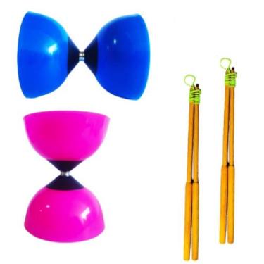 Imagem de Diabolô Profissional Com Par De Baqueta De Plástico Kit Com 2 Malabare