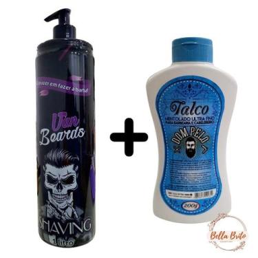 Imagem de Kit Para Barbear Talco Mentolado e Shaving EM Gel 1L Uso Profissional 