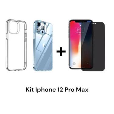 Imagem de Película 3D De Vidro Privacidade Para Iphone 12 PRO MAX + Capinha Capa