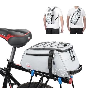 Imagem de KEMIMOTO Bolsa de bicicleta de 11 L para suporte traseiro de bicicleta, totalmente refletiva, estilo de transporte 3 em 1, bolsa de bagageiro para bicicleta elétrica resistente à água com alça de