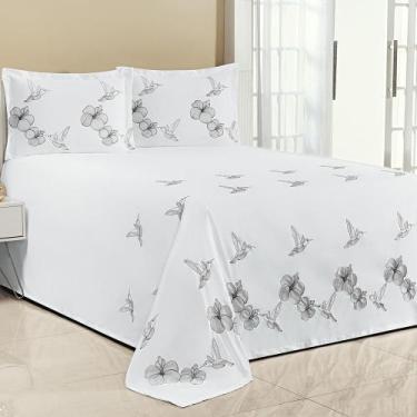 Imagem de Kit Cobre Leito Super King Beija Flor 3 Peças Bordado Micropercal Bran