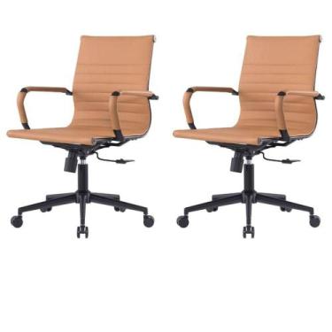 Imagem de Kit 2 Cadeiras Escritório Manhattan Black Esteirinha Diretor Fratini P