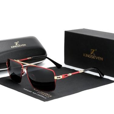 Imagem de Óculos de sol polarizados Retângulo Design uv 400 kingseven, Vermelho