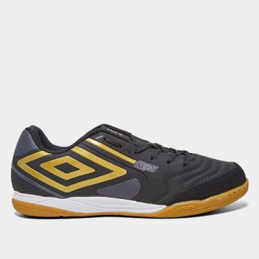 Imagem de Chuteira Futsal Umbro Pró 5 Bump Club Unissex, Preto, Dourado, 44