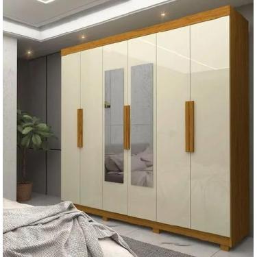 Imagem de Guarda Roupa Roupeiro Gelius Império 06 portas 02 gavetas e pés Natura