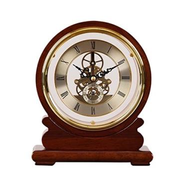 Imagem de Relógio de Mesa Relógio vintage de nogueira europeia com luz de luxo e silencioso, relógio de mesa, decoração de casa, lareira, relógio Relógio de Mesa