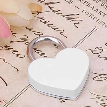 Imagem de 2 Conjuntos de Cadeados Coloridos de Trava de Coração Com Chaves para Caixas de Jóias e Diários - 30x39mm Ple (Branco)