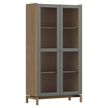 Imagem de Cristaleira 2 Portas Vidro Canelado 190x100 cm 2158 Oak Ferrolack Milani Store