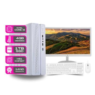 Imagem de Computador PC Master Completo Slim branco Core i3 4gb 1tb ssd sata Mon