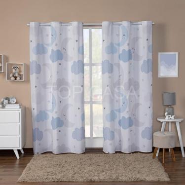 Imagem de Cortina Infantil Quarto Sala Decoração Nuvem Azul 300X220Cm