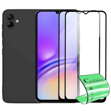 Imagem de Kit Capa Capinha Aveludada e 2 Películas Cerâmica 9D Compatível Samsung Galaxy A05- SMART E CASE