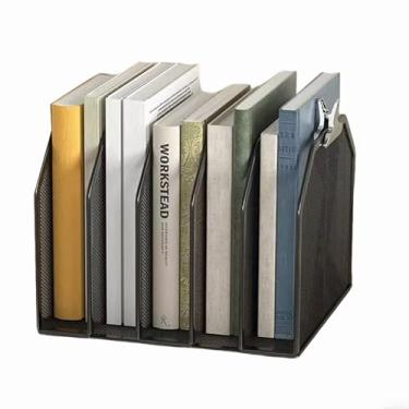Imagem de ASIFMTHOT 5 organizadores verticais de correio, organizador de arquivos de mesa de malha de metal com 5 compartimentos verticais - preto, suporte organizador de cartas para cartas, cartões postais,