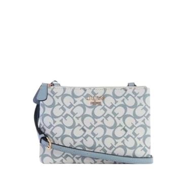 Imagem de GUESS Bolsa tiracolo feminina com logotipo Akir Triple Compartment Factory, Sálvia, Bolsa