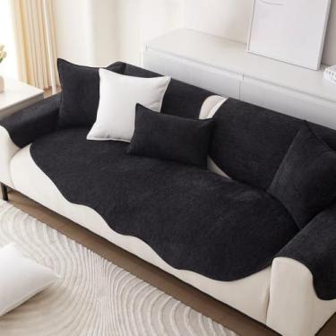 Imagem de Capa de sofá universal para quatro estações, antiderrapante, tipo toalha, capa de sofá de canto em forma de L, tapete para sala de estar, A5, 1 fronha de 45x45