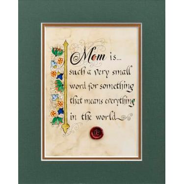 Imagem de Celtic Card Company Impressão Irish Heartfelt Mother Blessing Green Medieval Manuscripts Seal in Wax Double Matted Irish Gift Home Decor (20 x 25 cm)