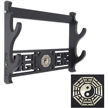 Imagem de JNQLLDS Suporte de espada suporte para espadas de montagem em parede, suporte para katanas, suporte para samurais, suporte para exibição de espadas com gancho chinês, estilo água de Tai Chi chinês
