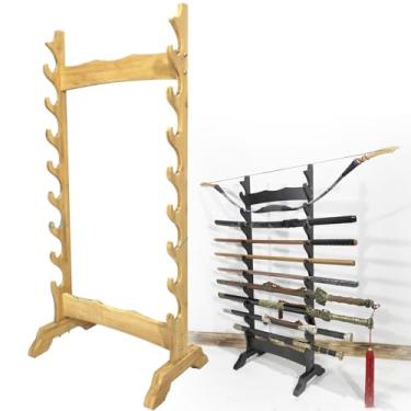 Imagem de Suporte de espada suporte para espadas de 16/24 níveis, suporte de exibição de katana de madeira de dupla face, suporte de exibição de espada samurai, suportes para katana, cabide de espadas p