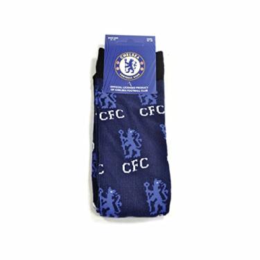 Imagem de Chelsea Meias sociais FC para adultos tamanho 8-11 - estampa completa - EPL autêntica, Azul, 8-11
