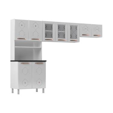 Imagem de Armário de Cozinha Compacta de Aço 3 Peças para Micro-ondas com Vidros Multimóveis CR20350