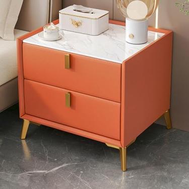 Imagem de Mesa de cabeceira, mesa lateral moderna, mesa de cabeceira nórdica, armário de cabeceira com 2 gavetas, sem necessidade de montagem para sala de estar, quarto, cabeceira, entrada, casa, escritório, C
