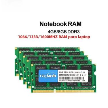 Imagem de Memória RAM DDR3/DDR3L 8GB/4GB para Laptop - 1333MHz/1600MHz SODIMM, 4