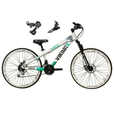 Imagem de Bicicleta Aro 26 Vikingx Tuff 21v Alumínio Câmbio Shimano Freio a Disco Aros Vmaxx Brancos - Preto\Verde X25