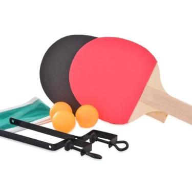 Imagem de Kit Tênis de Mesa, 2 Raquetes, 3 Bolas, Rede 100 x 9,3 cm com Suportes