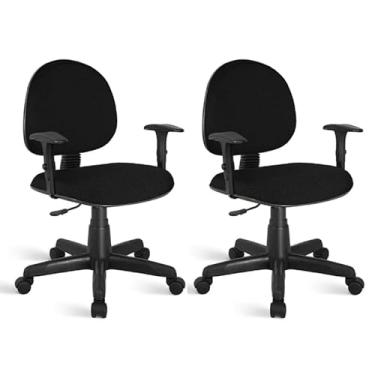 Imagem de Kit 2 Cadeiras Executiva Giratória Tilbury Preto Home Gourmet com Braço Estofada Ergonômica Base Aço Rodízio Nylon Escritório