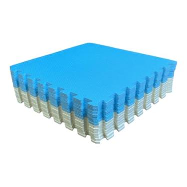 Imagem de Kit 16 Tapete Tatame EVA 50x50x2cm 20mm Azul Claro e Creme