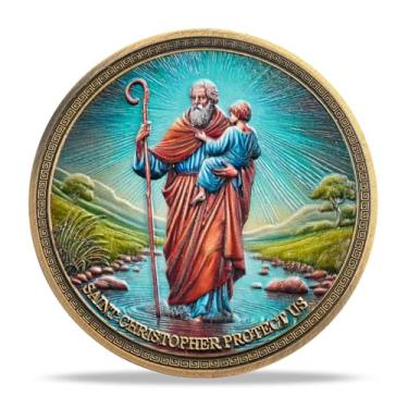 Imagem de Saint Shepherd and Holy Child Moeda Religiosa Inspiradora Verso da Bíblia Medalhão Presentes Baseados na Fé para Incentivo Espiritual para Homens e Mulheres