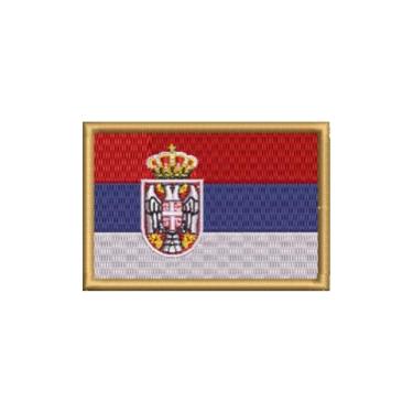 Imagem de BP0425-001 Bandeira Sérvia Patch Bordado 5,7×3,8cm (D-Arquivo Matriz para bordar .)