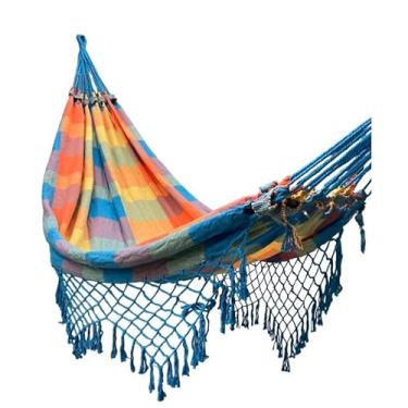 Imagem de Rede De Descanso Dormir Casal Decorativa(Xadrez Azul)