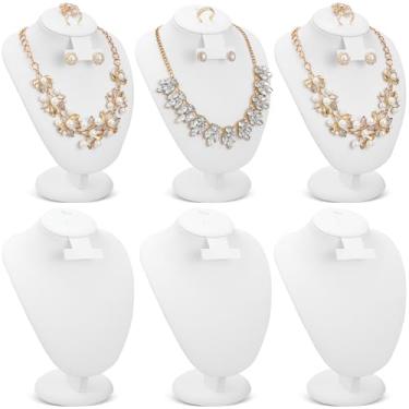 Imagem de Marsui 6 peças de colar de couro branco expositor busto joias manequim exibição para vendedores vendendo loja show trade