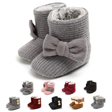 Imagem de Botas infantis de inverno para bebês meninas sapatos de sola macia antiderrapante infantil neve quente pré-andador recém-nascido botas, B-grey, 6-12 Months Infant