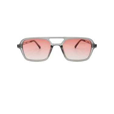 Imagem de Óculos de Sol Retangular Premium Retrô Clássico UV400 Unissex Masculino Feminino - Modelo Ipanema - Cacife Brand (Cinza Rosa)