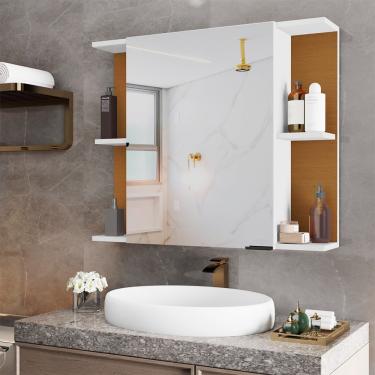 Imagem de Espelheira Para Banheiro Armário Suspenso Nilo Branco/nature