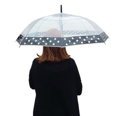 Imagem de Guarda Chuva Transparente Barra Colorida Bolinha: 8 Varetas Automático Adulto