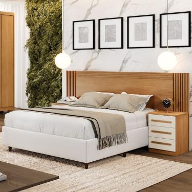 Imagem de Cabeceira Ripada Extensível com 2 Mesas de Cabeceira Valência Benetil