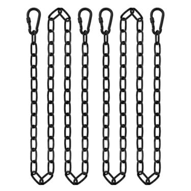 Imagem de Pacote com 2 correntes para cadeira suspensa de 210,8 cm com 4 mosquetões, kits de pendurar com capacidade de 226,8 kg, ferragens para cadeira de pendurar resistente, para rede, sacos de pancada, saco