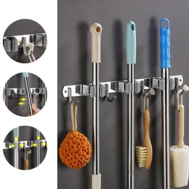 Imagem de Suporte Organizador InoxGancho Para Vassoura Rodo Pá Mop - Neowin