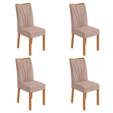 Imagem de Conjunto com 4 Cadeiras Apogeu Suede Creme e Amêndoa