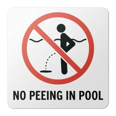 Imagem de 101SIGNCITY - Decalques de vinil impermeáveis de 15 x 15 cm, pacote com 2, "No Peeing in Pool" – Revestimento chanfrado antiderrapante para superfícies lisas, placas de piscina engraçadas brancas