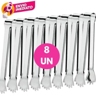 Imagem de Kit Pegador De Gelo Premium Aço Inox 18,5cm Pinça Com Garra Bar Drinks
