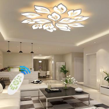 Imagem de Lâmpada De Teto Led Luzes De Teto Reguláveis Com Controle Remoto, Lustre Moderno Luz De Teto Para Sala De Estar Cozinha Quarto Sala De Jantar, White, 64.0 Watts