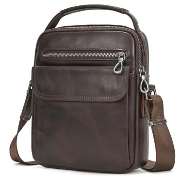 Imagem de Bolsa de ombro masculina de couro, bolsa tiracolo masculina pequena para trabalho, bolsa masculina, 9509 Coffee