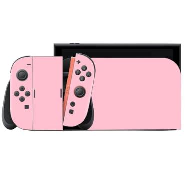 Imagem de Skin Wrap para Switch 2, conjunto completo de adesivo de vinil para console de jogos, alças e dock (rosa)