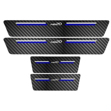 Imagem de Kit Soleira Protetora Porta Premium Blue Carbono - HB20 - Jhow Adesivo