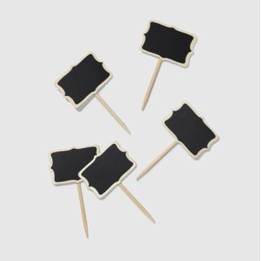 Imagem de Coterie Toppers de quadro-negro (10 por pacote) – Mini palhetas de cupcake de quadro negro para etiquetas de alimentos, decoração de festas, mesas de sobremesa e eventos DIY | Pré-montados e