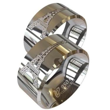 Imagem de Aliança De Namoro desenho Torre Eiffel Em Prata 950k - Vieira Cruz Joi